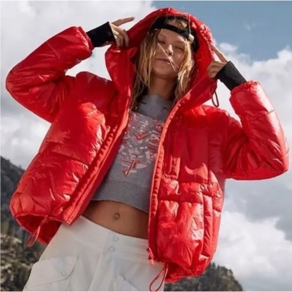 Free People red puffer coat